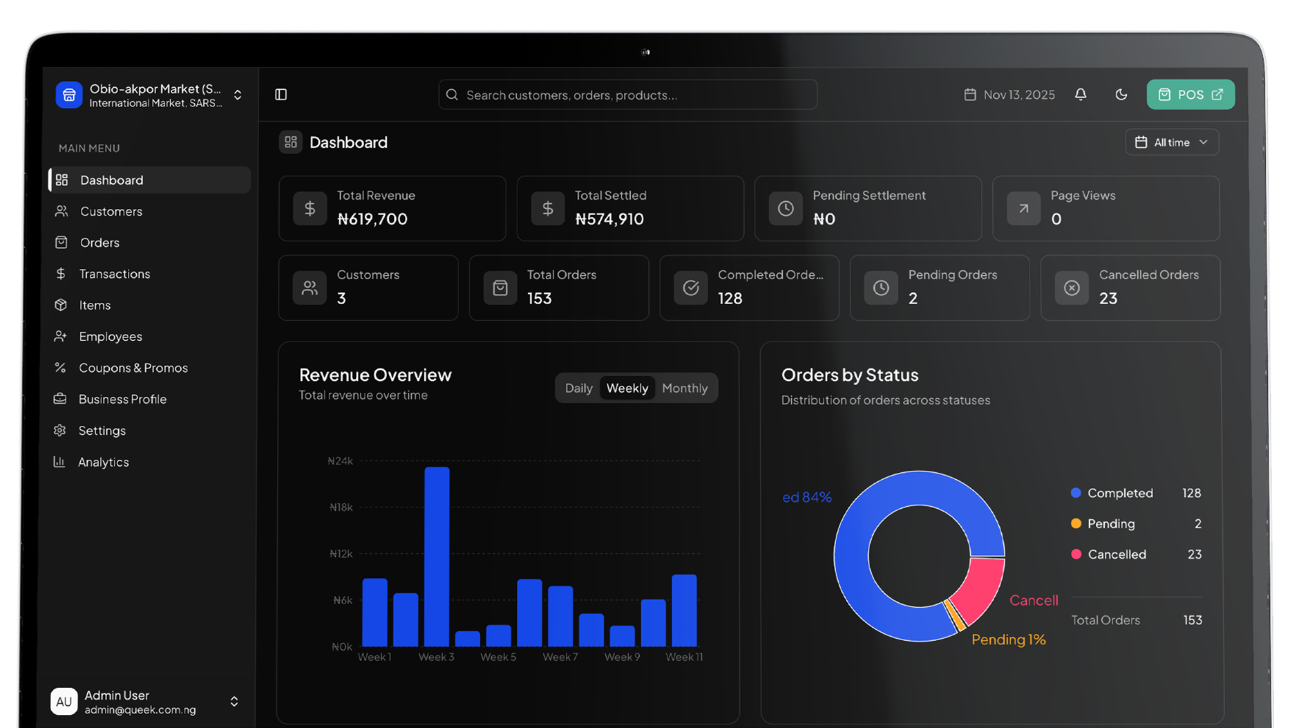 Queek Merchant Dashboard