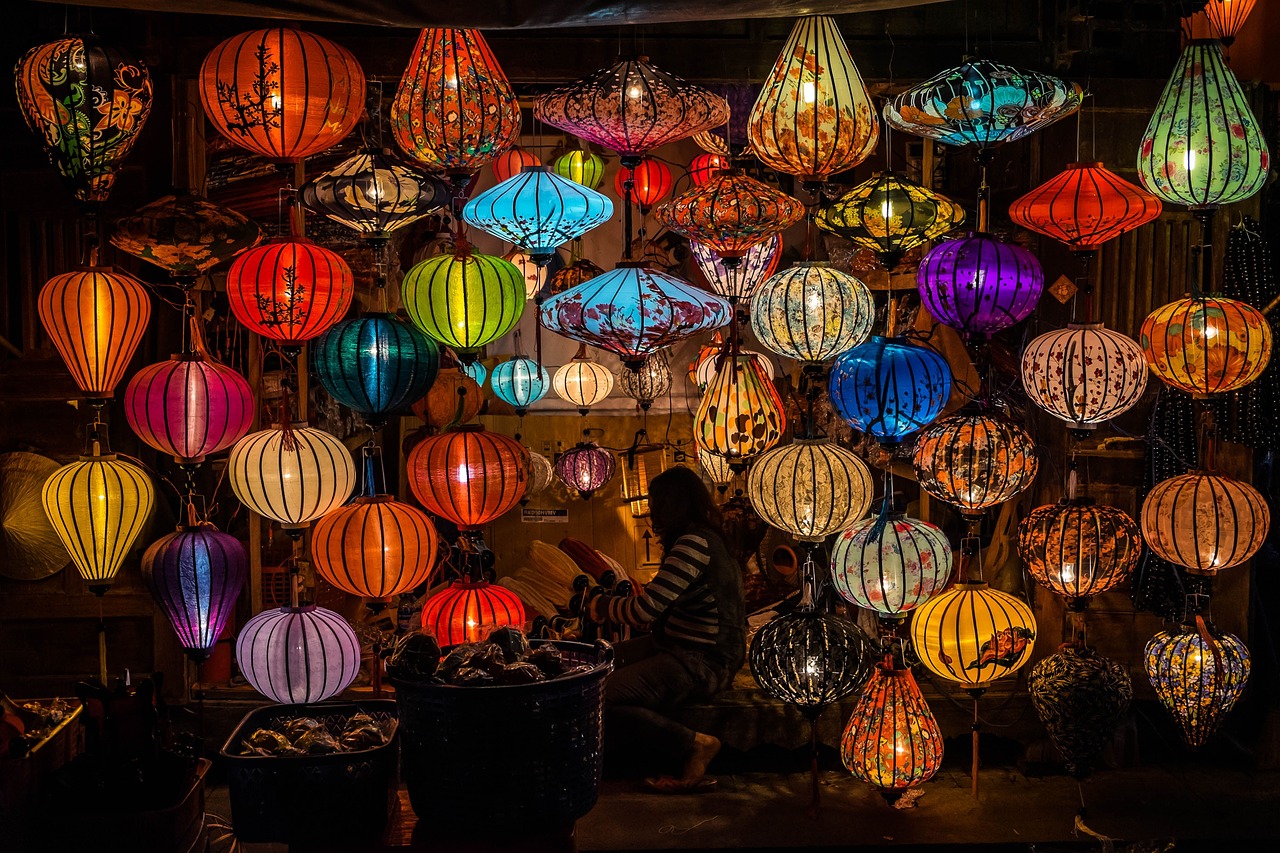 Busy market sellers